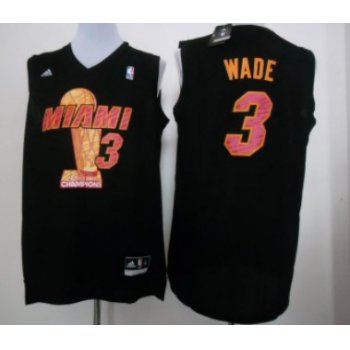Miami Heat #3 Dwyane Wade 2013 NBA Champions Black Fashion Jersey