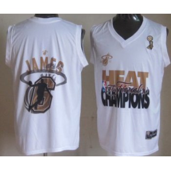 Miami Heat #6 LeBron James 2013 NBA Champions White Fashion Jersey