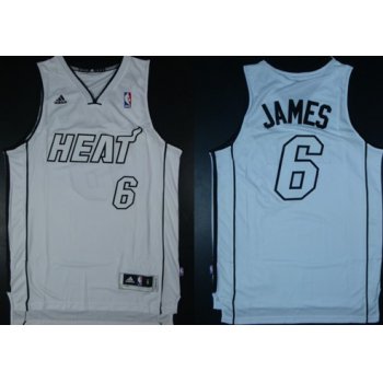 Miami Heats #6 LeBron James Revolution 30 Swingman White Big Color Jersey