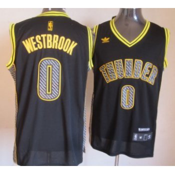Oklahoma City Thunder #0 Russell Westbrook Black Electricity Fashion Jersey