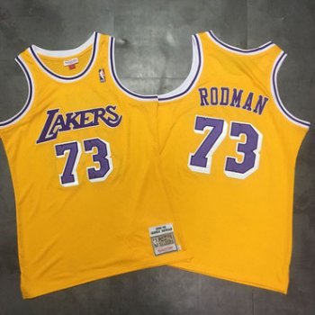Lakers 73 Dennis Rodman Yellow 1998-99 Hardwood Classics Mesh Jersey