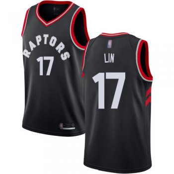 Men's #17 Jeremy Lin Black Authentic Jersey - Toronto Raptors #17 Statement Edition Basketball