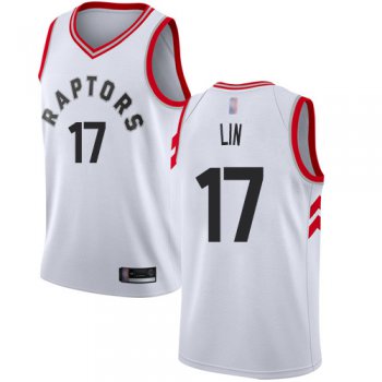 Men's #17 Jeremy Lin White Authentic Jersey - Toronto Raptors #17 Association Edition Basketball