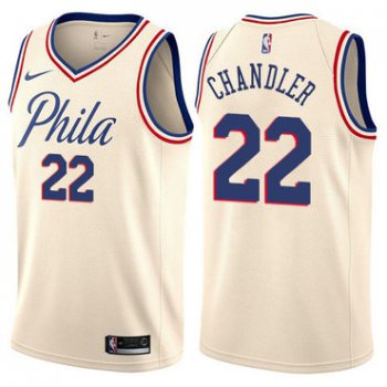 Men's Philadelphia 76ers #22 Wilson Chandler Swingman Cream Basketball City Edition Jersey