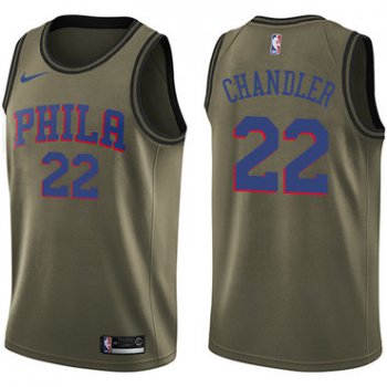Men's Philadelphia 76ers #22 Wilson Chandler Swingman Green Basketball Salute to Service Jersey