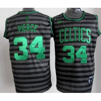 Boston Celtics #34 Paul Pierce Gray With Black Pinstripe Jersey