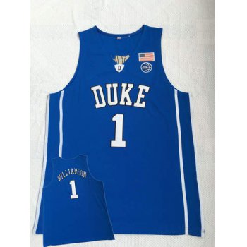 Duke Blue Devils 1 Zion Williamson Blue College Basketball Jersey