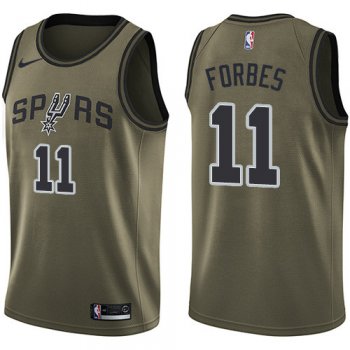 Men's Nike San Antonio Spurs #11 Bryn Forbes Green Basketball Swingman Salute to Service Jersey