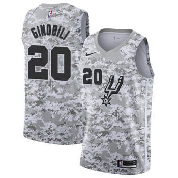 Men's Nike San Antonio Spurs #20 Manu Ginobili White Camo Basketball Swingman Earned Edition Jersey