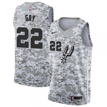 Men's Nike San Antonio Spurs #22 Rudy Gay White Camo Basketball Swingman Earned Edition Jersey