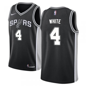 Men's Nike San Antonio Spurs #4 Derrick White Black Basketball Swingman Icon Edition Jersey