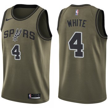 Men's Nike San Antonio Spurs #4 Derrick White Green Basketball Swingman Salute to Service Jersey