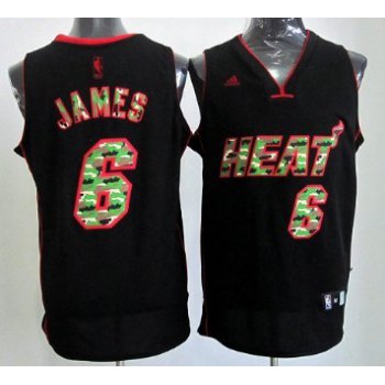 Miami Heat #6 LeBron James Black Camo Fashion Jersey