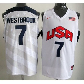 2012 Olympics Team USA #7 Russell Westbrook Revolution 30 Swingman White Jersey