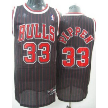 Chicago Bulls #33 Scottie Pippen Black Pinstripe Swingman Jersey