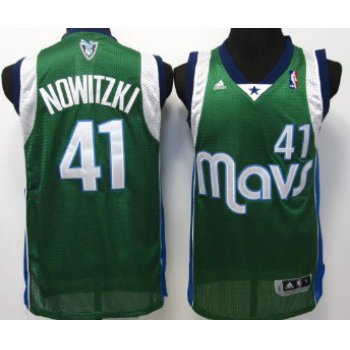 Dallas Mavericks #41 Dirk Nowitzki Green Swingman Jersey