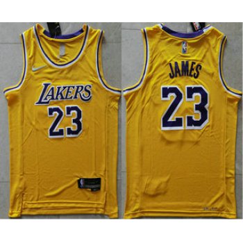 Men's Los Angeles Lakers #23 LeBron James 75th Anniversary Diamond Gold 2021 Stitched Jersey