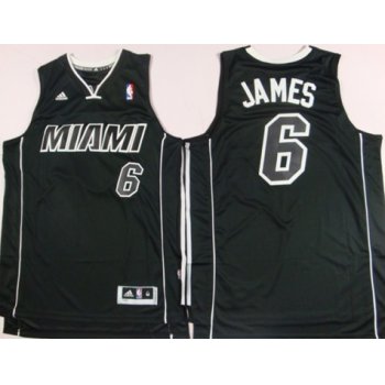 Miami Heat #6 LeBron James Revolution 30 Swingman All Black With White Jersey