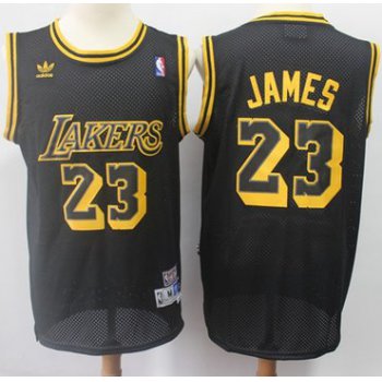 Los Angeles Lakers #23 LeBron James Black Throwback Stitched NBA Jersey