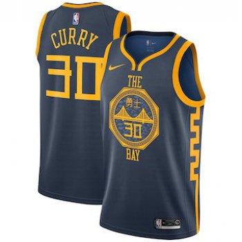 Men's Golden State Warriors #30 Stephen Curry Nike Navy 2019 Swingman City Edition Jersey