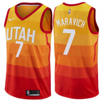 Men's NBA Utah Jazz #7 Pete Maravich Swingman Orange City Edition Nike Jersey