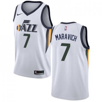 Men's NBA Utah Jazz #7 Pete Maravich Swingman White Association Edition Nike Jersey
