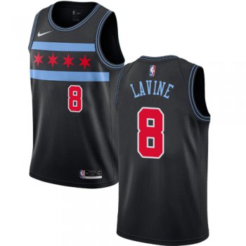 Men's Nike Chicago Bulls #8 Zach LaVine Bulls City Edition Authentic Black NBA Jersey