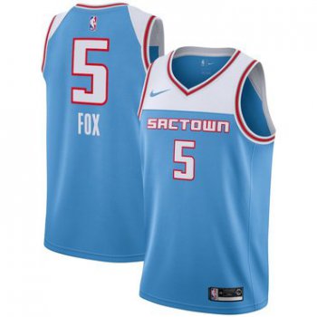 Men's Nike Sacramento Kings #5 De'Aaron Fox Blue NBA City Edition Jersey