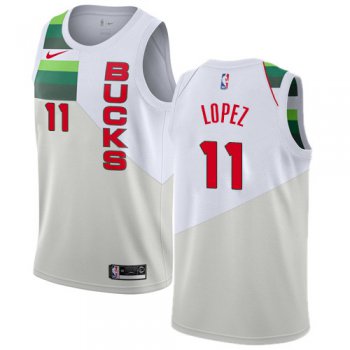 Nike Bucks #11 Brook Lopez White NBA Swingman Earned Edition Jersey
