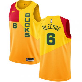 Nike Bucks #6 Eric Bledsoe Yellow NBA Swingman City Edition Jersey