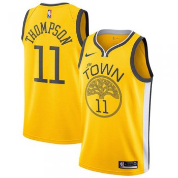 Nike Warriors #11 Klay Thompson Gold NBA Swingman Earned Edition Jersey