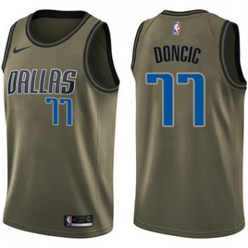 Nike Dallas Mavericks #77 Luka Doncic Green NBA Swingman Salute to Service Jersey