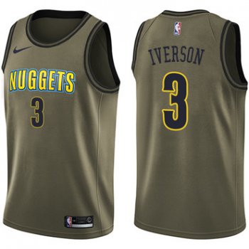 Nike Denver Nuggets #3 Allen Iverson Green Salute to Service NBA Swingman Jersey
