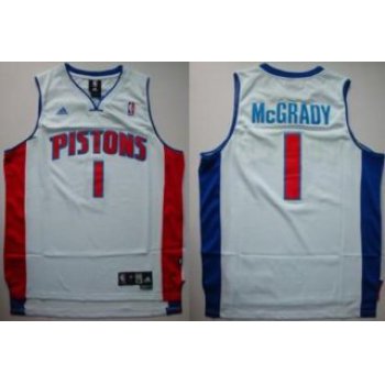 Men's Detroit Pistons 1 Tracy McGrady White Jersey