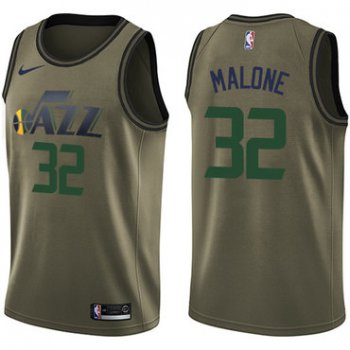 Nike Jazz #32 Karl Malone Green Salute to Service NBA Swingman Jersey