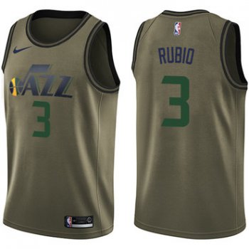 Nike Jazz #3 Ricky Rubio Green Salute to Service NBA Swingman Jersey