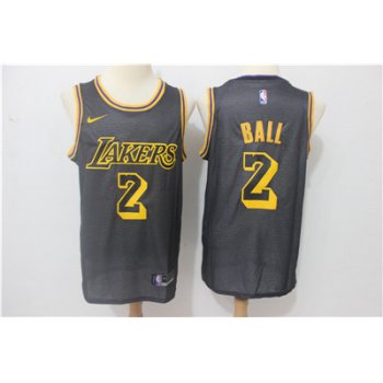 Nike Lakers #2 Lonzo Ball Black Nike City Edition Swingman Jersey
