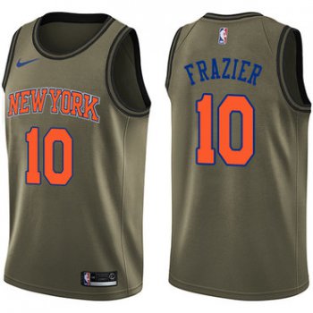Nike New York Knicks #10 Walt Frazier Green Salute to Service NBA Swingman Jersey