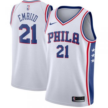 Nike Philadelphia 76ers #21 Joel Embiid White NBA Swingman Association Edition Jersey
