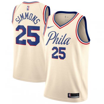Nike Philadelphia 76ers #25 Ben Simmons Cream NBA Swingman City Edition Jersey