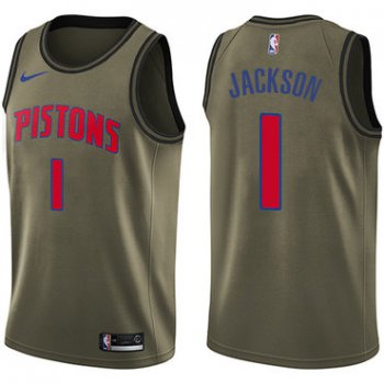 Nike Pistons #1 Reggie Jackson Green Salute to Service NBA Swingman Jersey