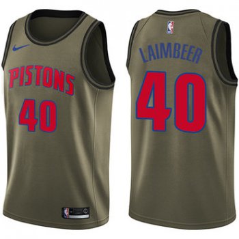 Nike Pistons #40 Bill Laimbeer Green Salute to Service NBA Swingman Jersey