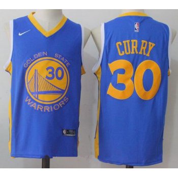 Men's Golden State Warriors #30 Stephen Curry Royal Blue 2017-2018 Nike Swingman Stitched NBA Jersey