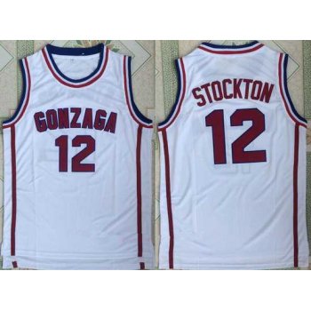 Men's Gonzaga Bulldogs #12 John Stockton White College Basketball Retro Swingman Stitched NCAA Jersey