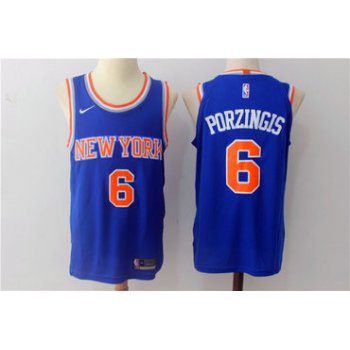 Men's Nike New York Knicks #6 Kristaps Porzingis Blue Stitched NBA Jersey