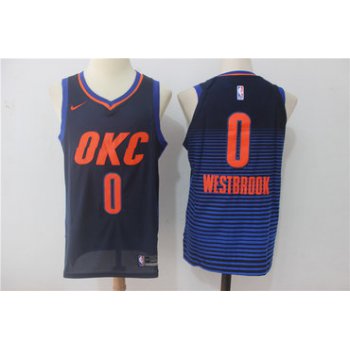 Men's Oklahoma City Thunder #0 Russell Westbrook Navy Blue 2017-2018 Nike Swingman Stitched NBA Jersey