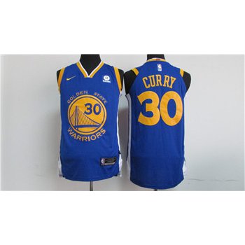 Nike Golden State Warriors #30 Stephen Curry Blue 2017-18 Stitched NBA Jersey