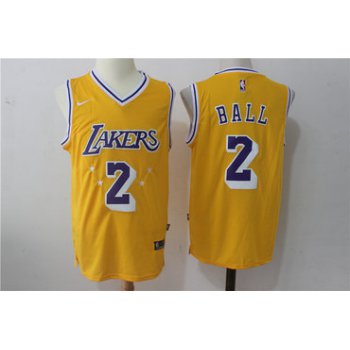 Nike Los Angeles Lakers #2 Lonzo Ball w Purple Number Stitched NBA Jersey