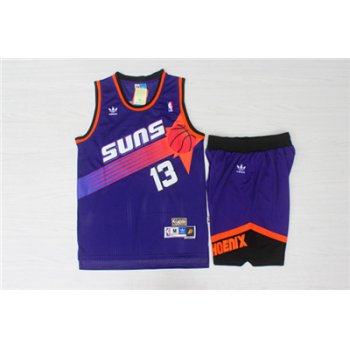 Phoenix Suns 13 Steve Nash Purple Hardwood Classics Jersey(With Shorts)