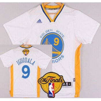Men's Golden State Warriors #9 Andre Iguodala White Short-Sleeved 2017 The NBA Finals Patch Jersey